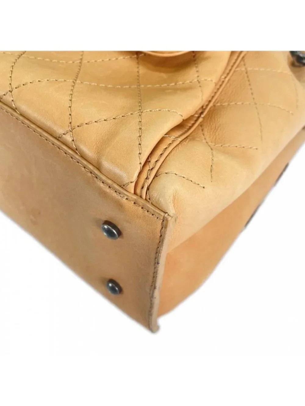 Chanel Handbag 3way CC Logo Leather Beige Silver